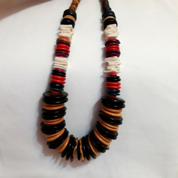 Necklace Handmade buttons/ wood Unisex. - Picture 1 of 6